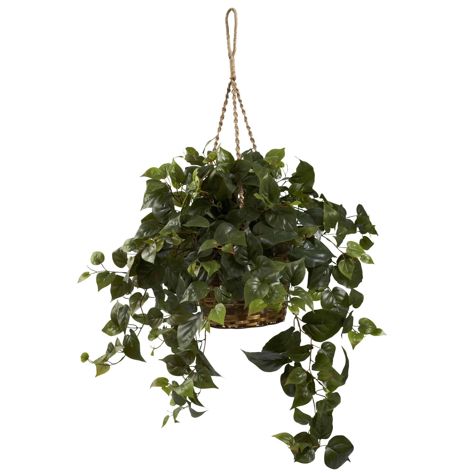 30 Inch Wide Artificial Philodendron Hanging Basket
