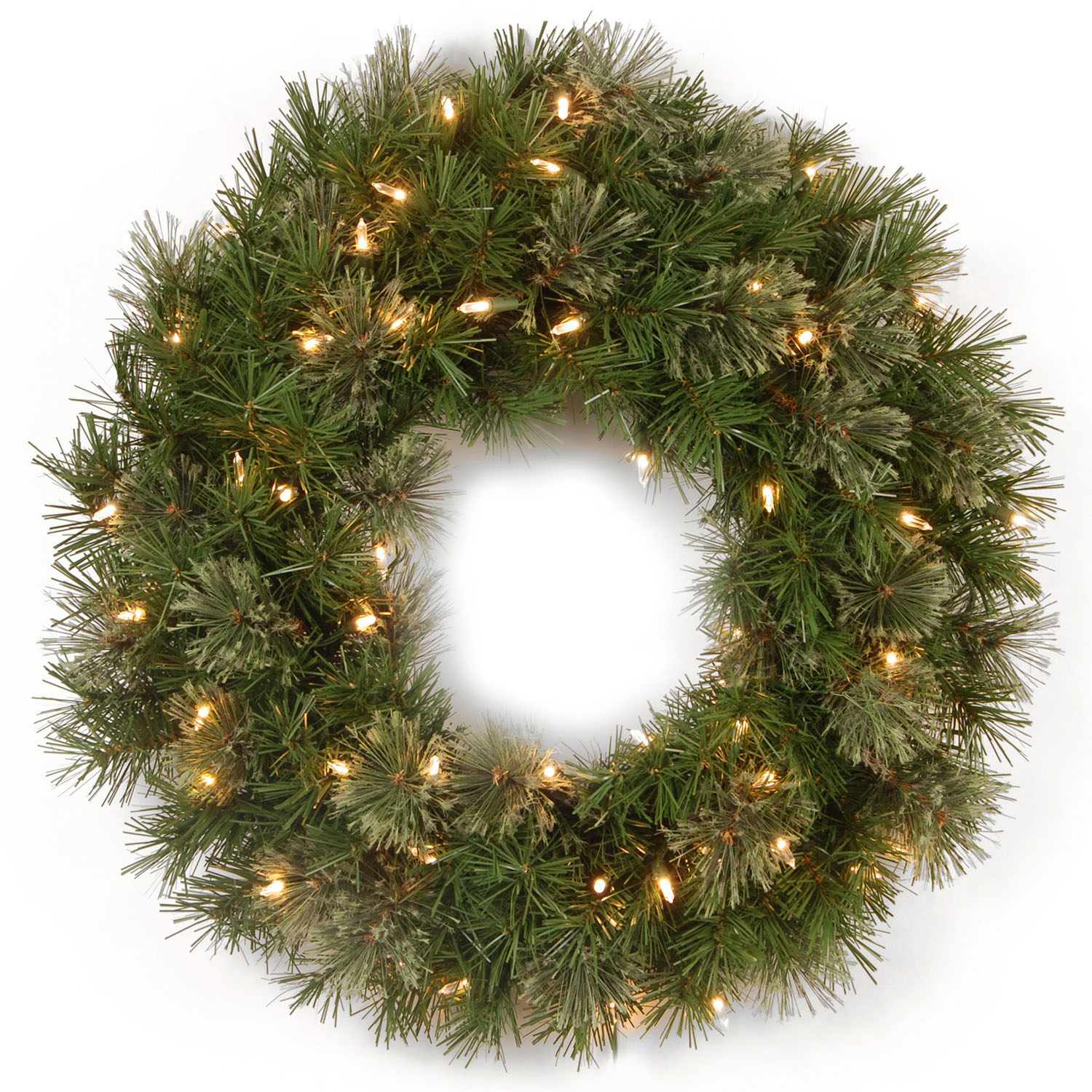 24 Inch Atlanta Spruce Wreath: Clear Lights