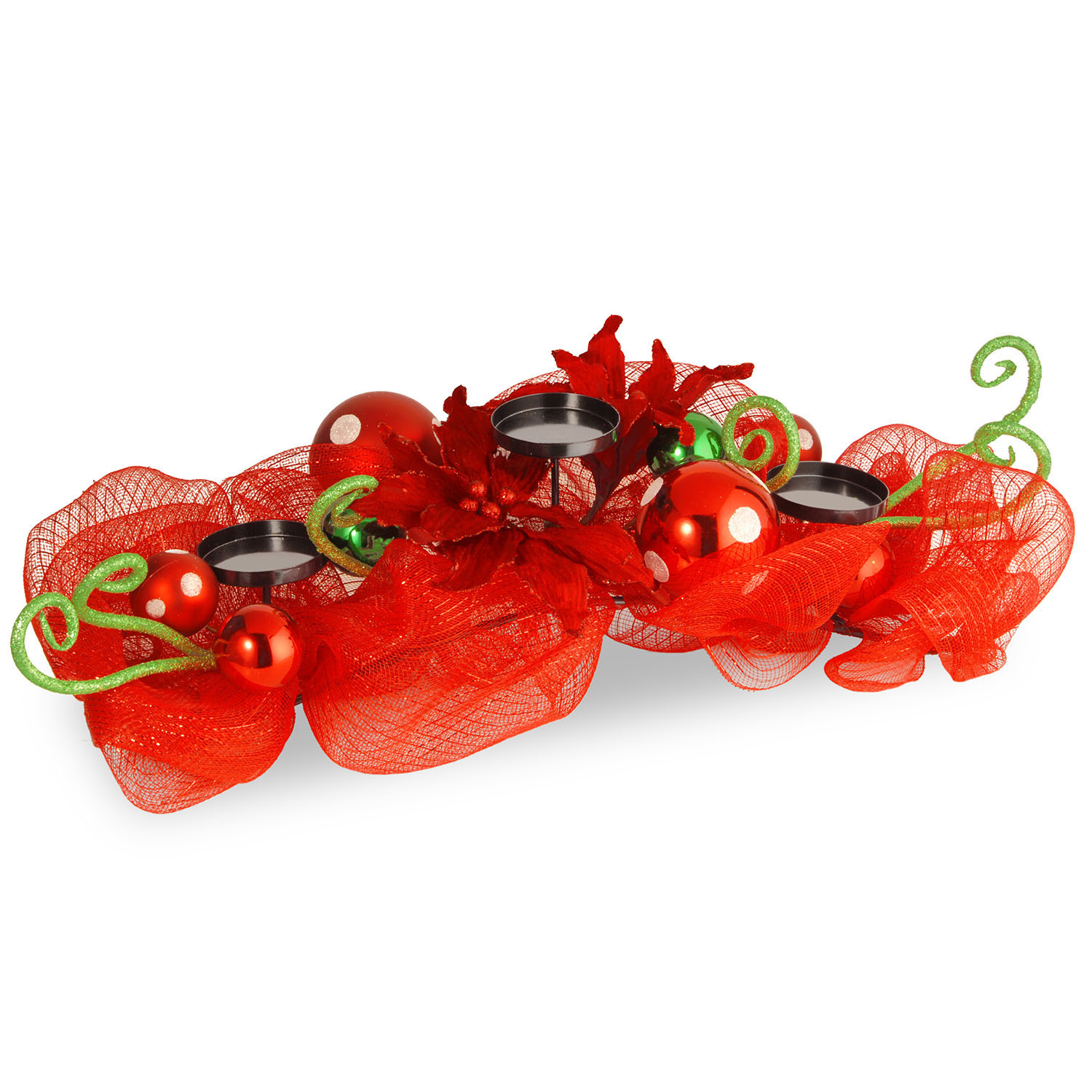 30 Inch Decorative Red Ribbon 3 Candle Holder