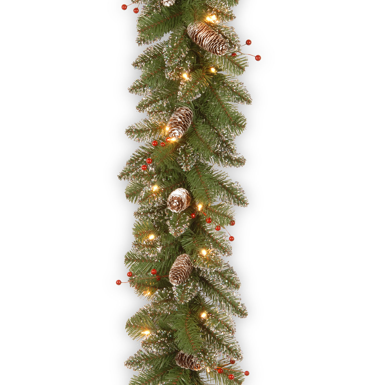 9 Foot X 10 Inch Glittery Mountain Spruce Garland: Cones/berries/lights