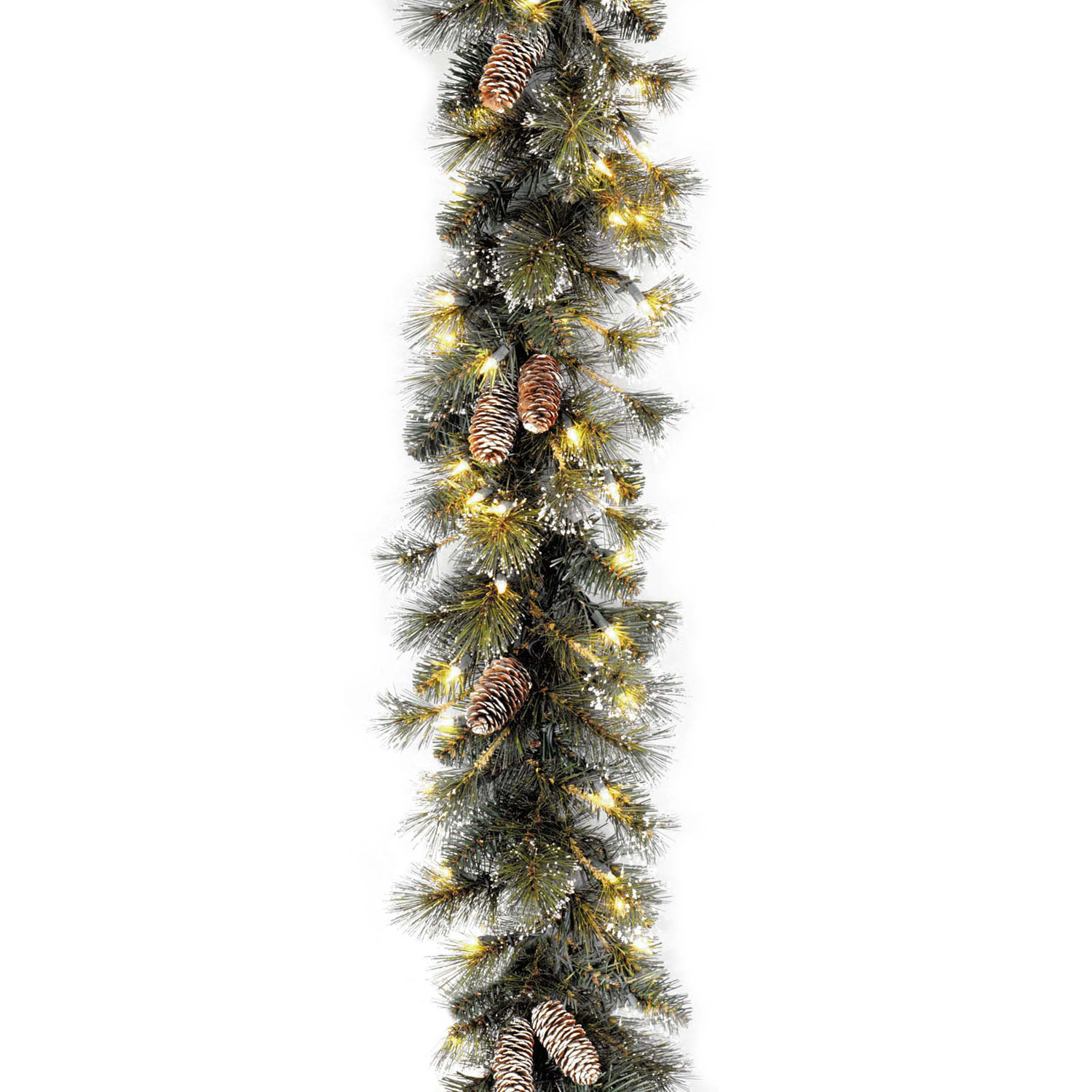 9 Foot X 10 Inch Glitter Pine Garland: Cones/snowflakes/lights