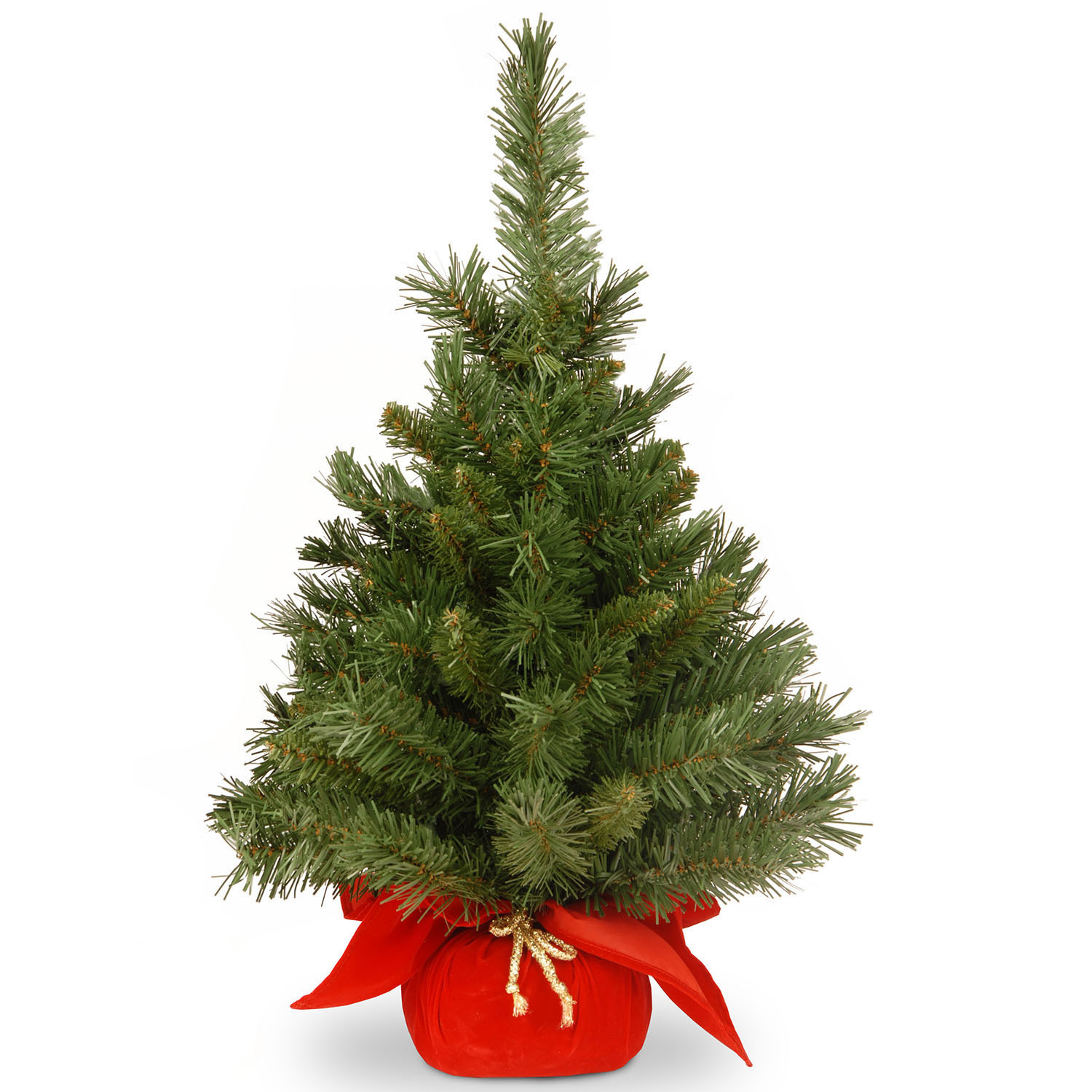 24 Inch Majestic Fir Tree In Red Cloth Base: Unlit