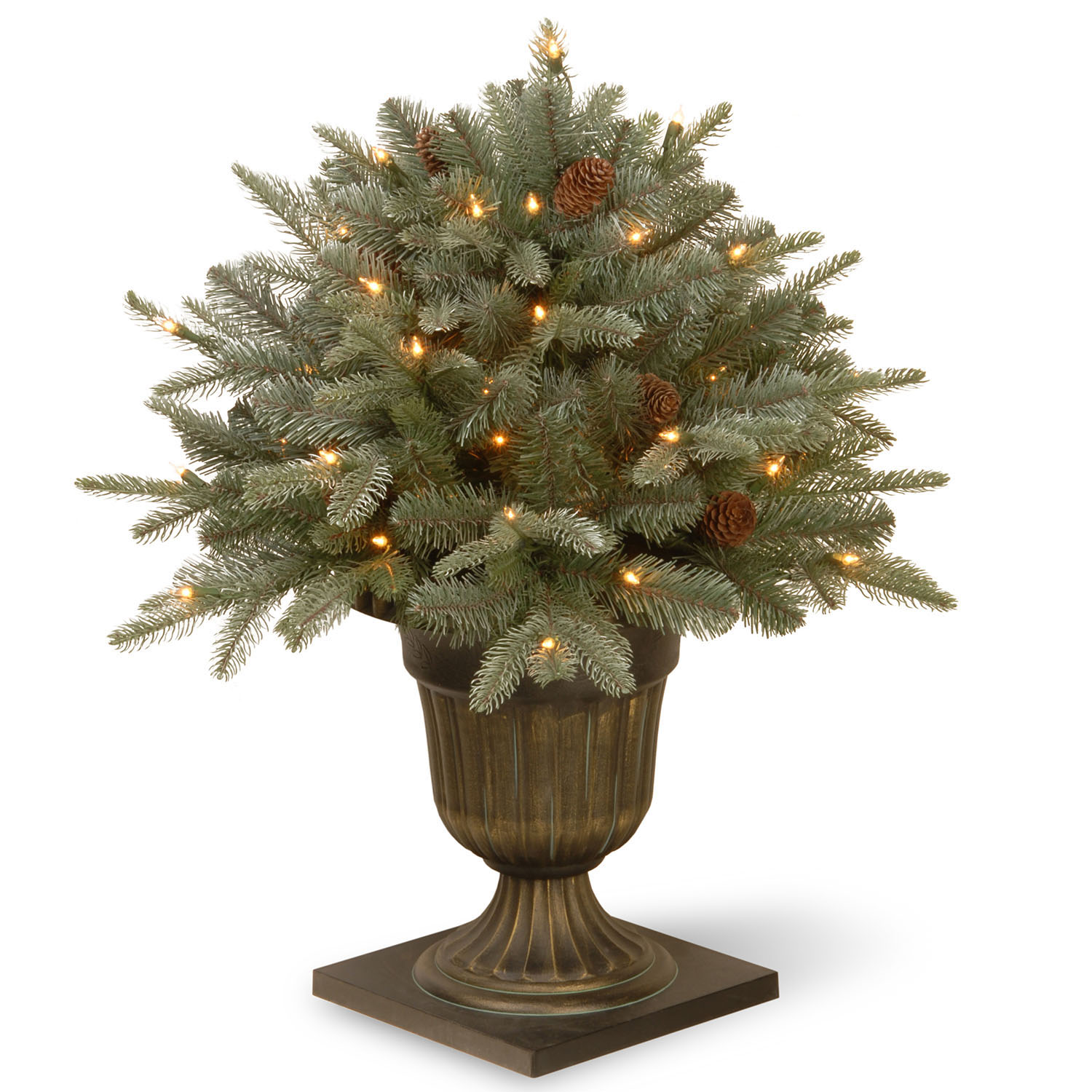 24 Inch Frosted Arctic Spruce Porch Bush: Clear Lights