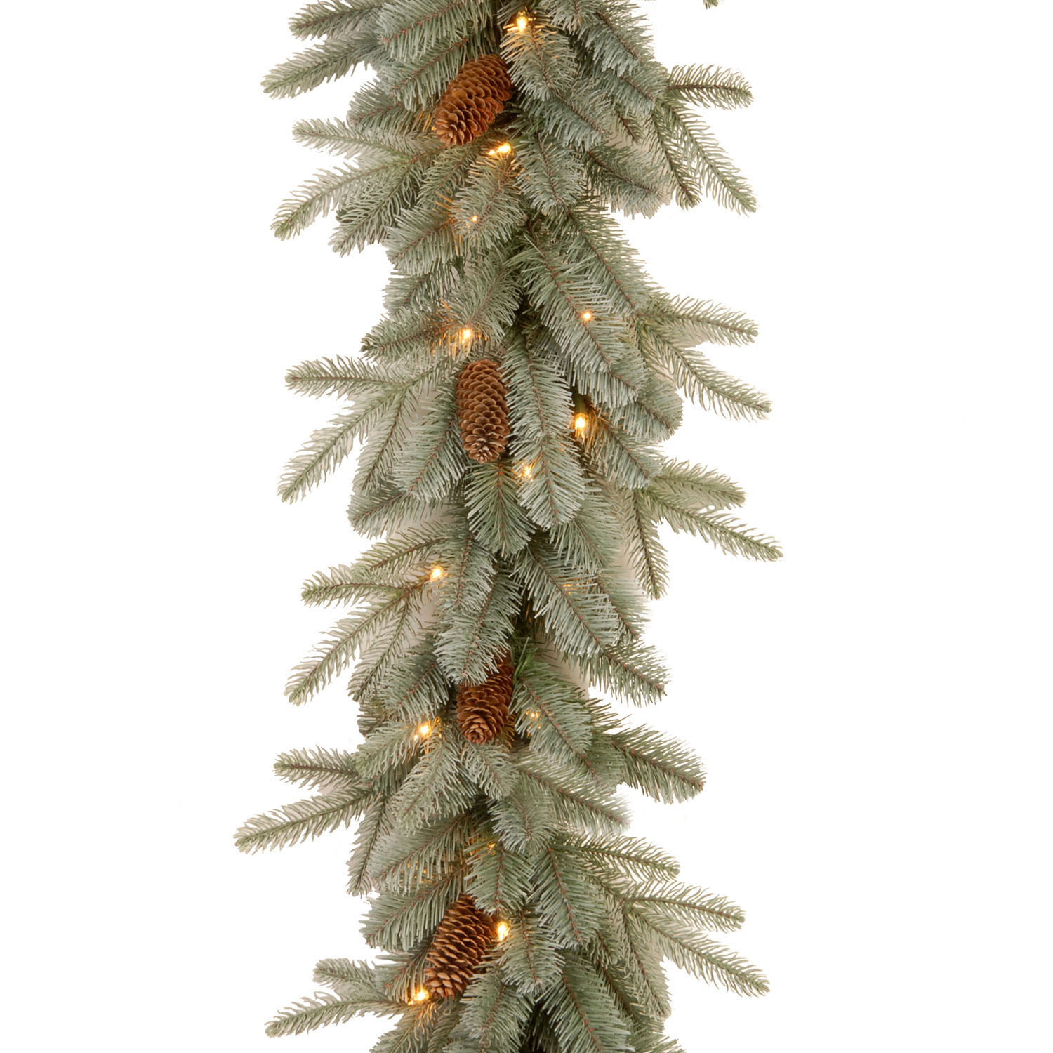 9 Foot X 12 Inch Pe/pvc Frosted Artic Spruce Garland: 50 Clear Lights