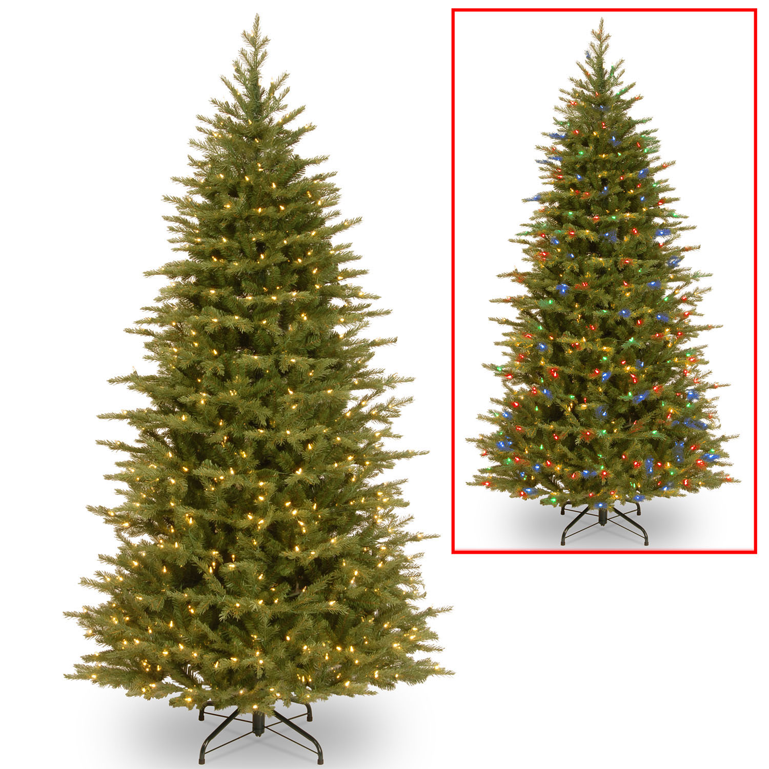 7.5 Foot Pe/pvc Nordic Spruce Slim Tree: Multi-function/dual Color Leds