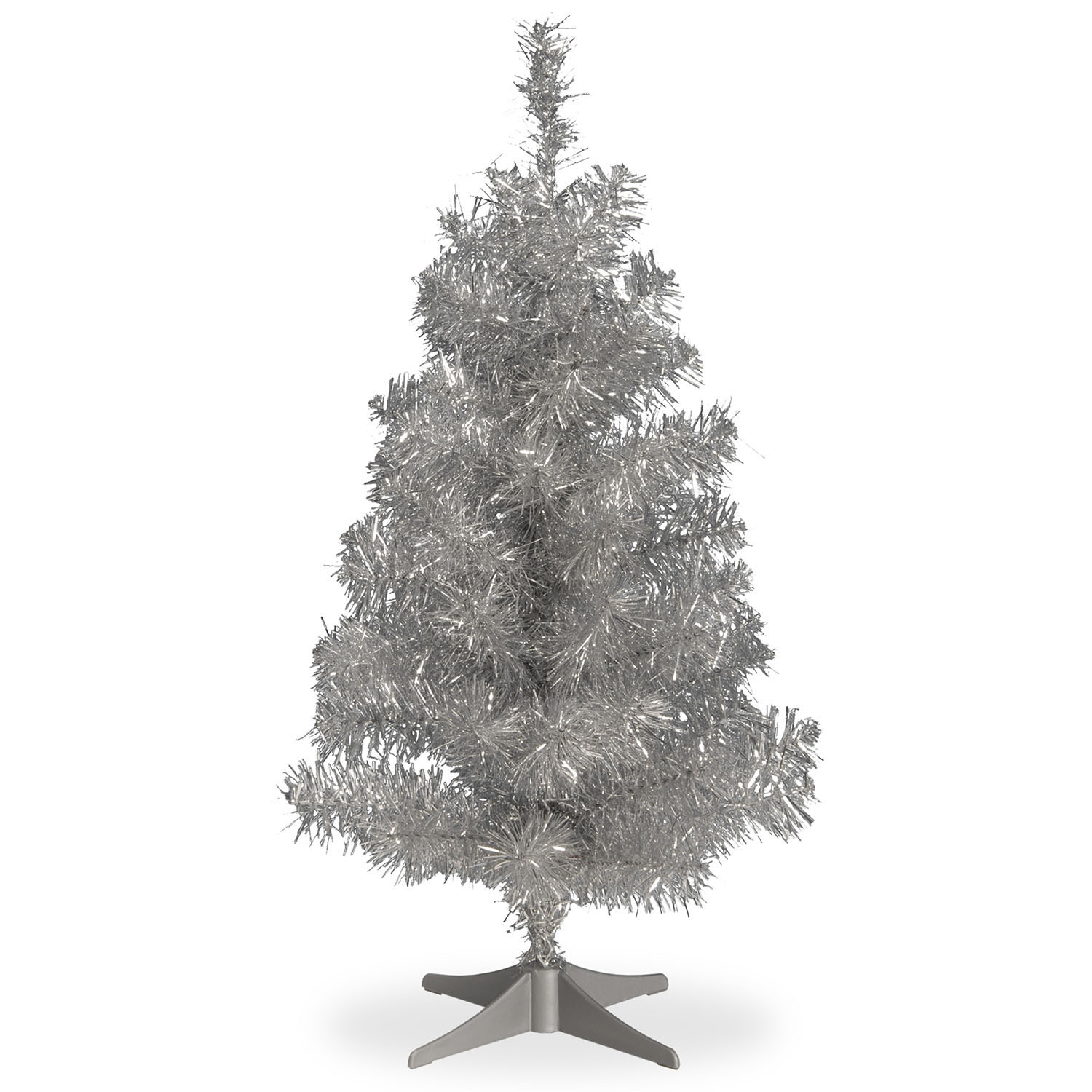 Silver Tinsel Tree With Stand