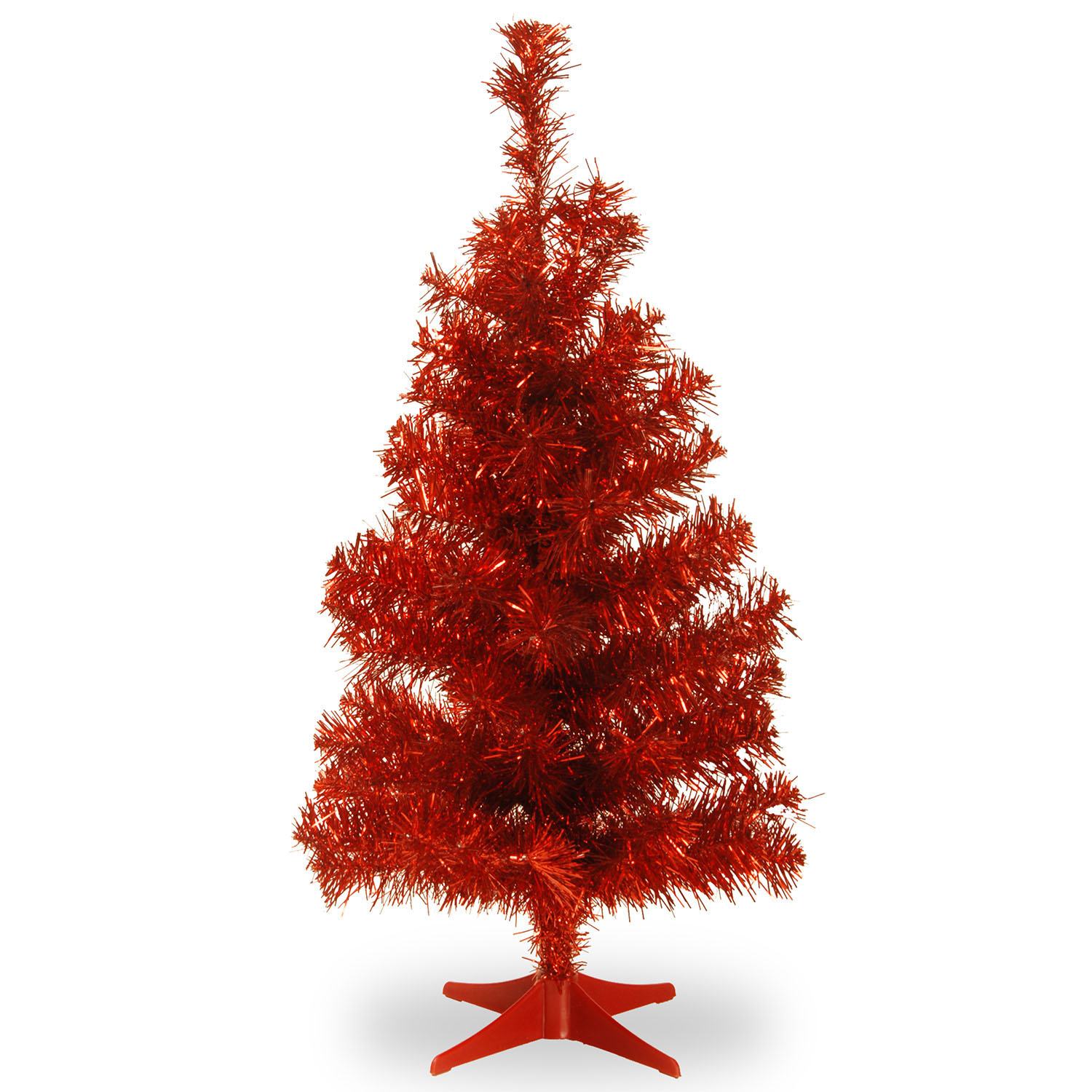 Red Tinsel Tree With Stand