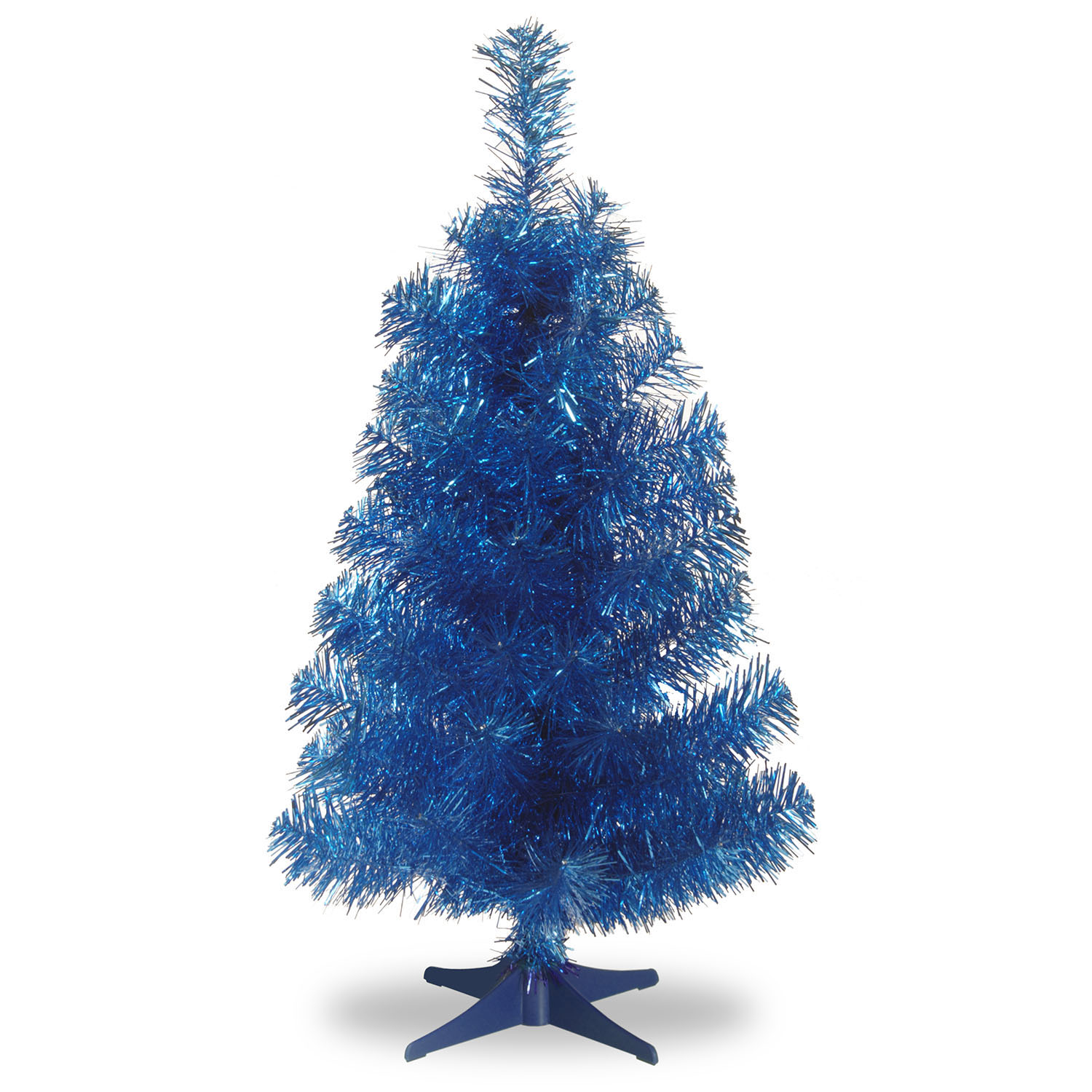 Blue Tinsel Christmas Tree With Stand