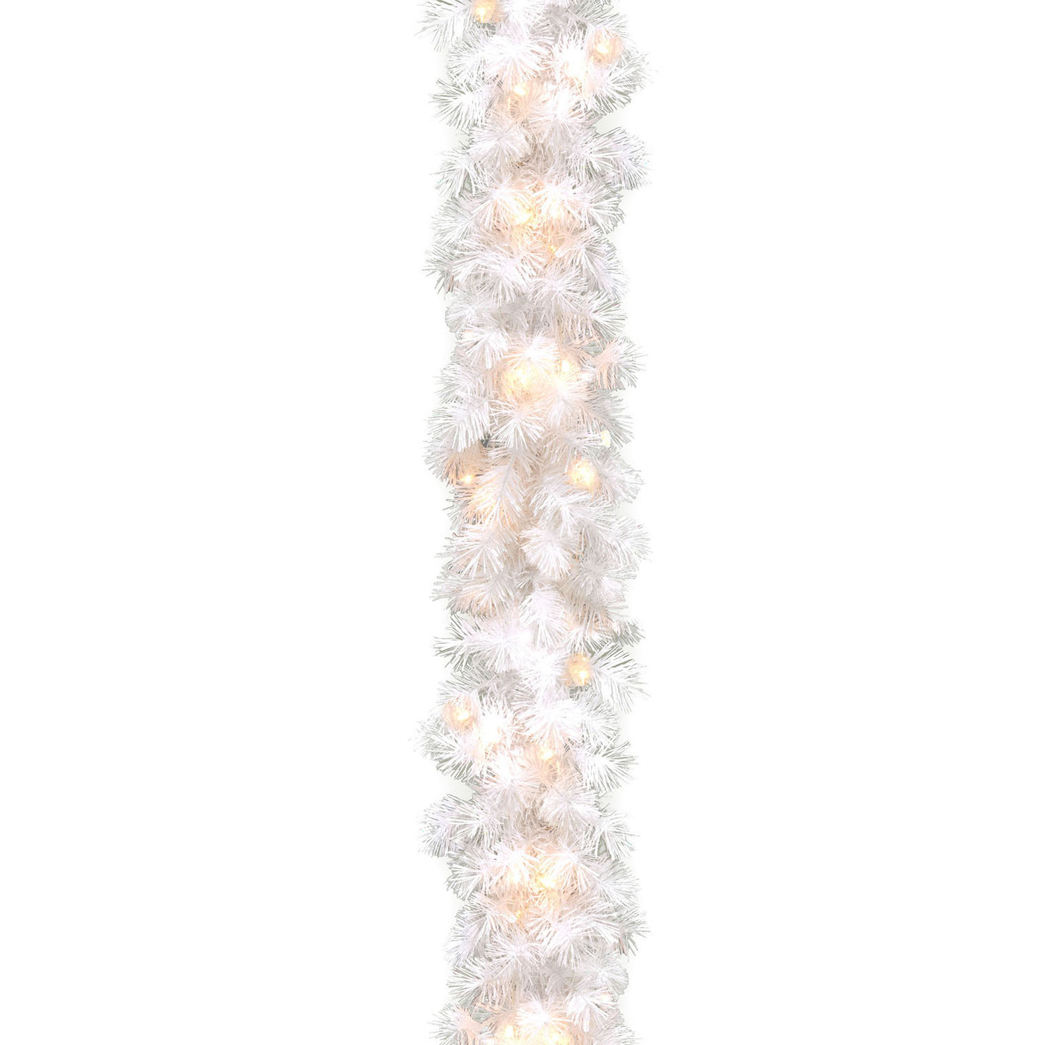 9 Foot Wispy Willow White Fir Garland: Clear Lights