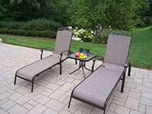 Two Chaise Lounge Chairs and Square Side Table Set