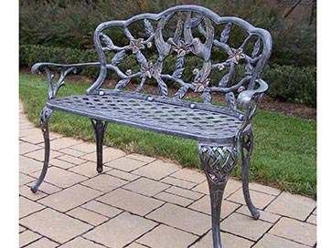 Oakland Living Hummingbird Cast Aluminum Outdoor Garden Loveseat Bench ...