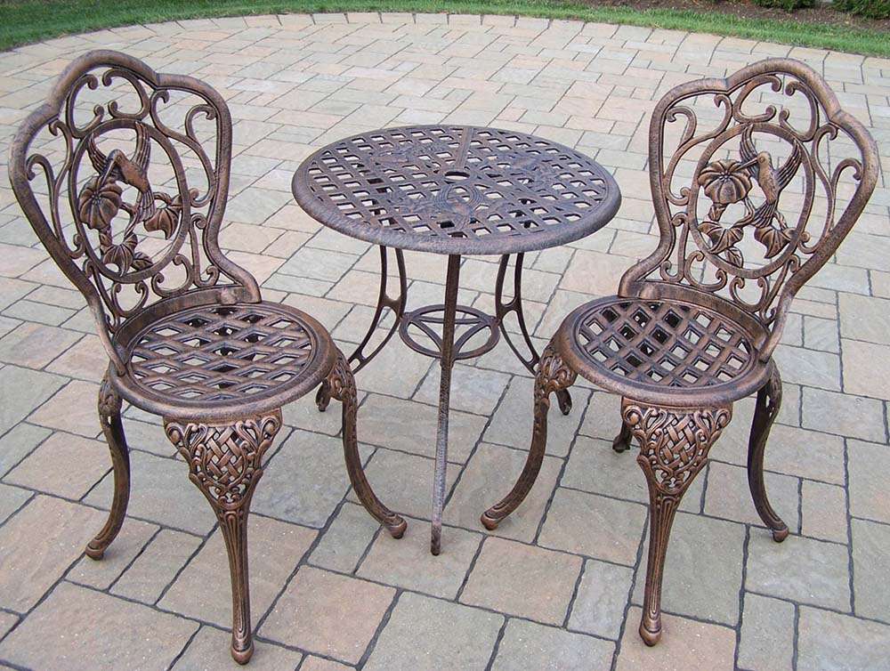 Hummingbird Cast Aluminum 3pc Outdoor Patio Bistro Set