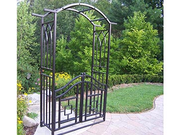 Oakland Living Mississippi Tubular Iron Royal Arbor with Gate | 5023-BK ...