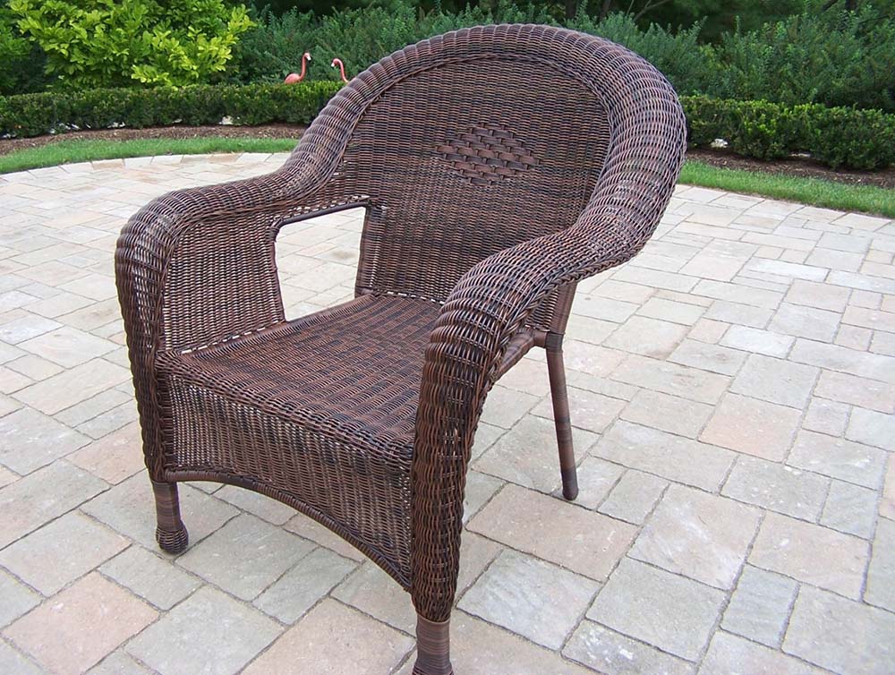 Resin Wicker Outdoor Arm Chair In Coffee