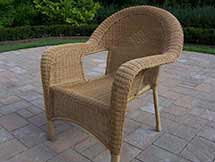 Resin Wicker Outdoor Arm Chair in Honey (Set of 2)