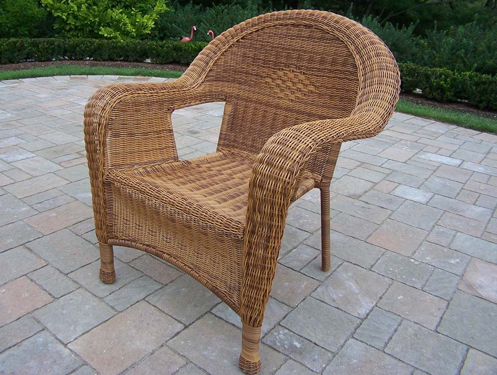 Resin Wicker Outdoor Arm Chair In Natural