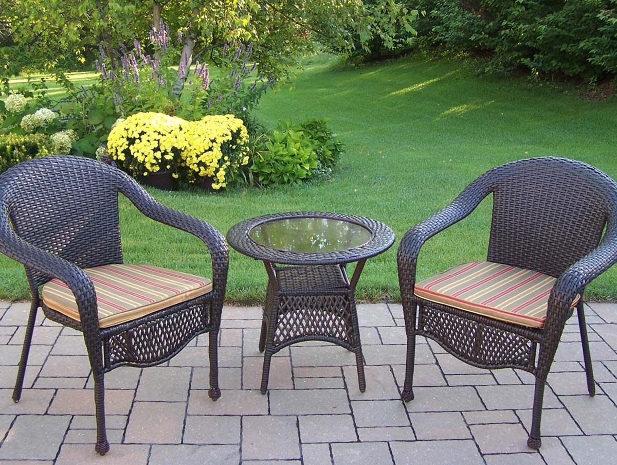 Oakland Living Elite Resin Wicker Cushion Arm Chairs And Chat Table Set 90048 5 Cf Cugr 6379