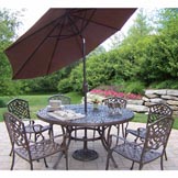 Mississippi 7pc Dining Set: Table, Chairs, Umbrella