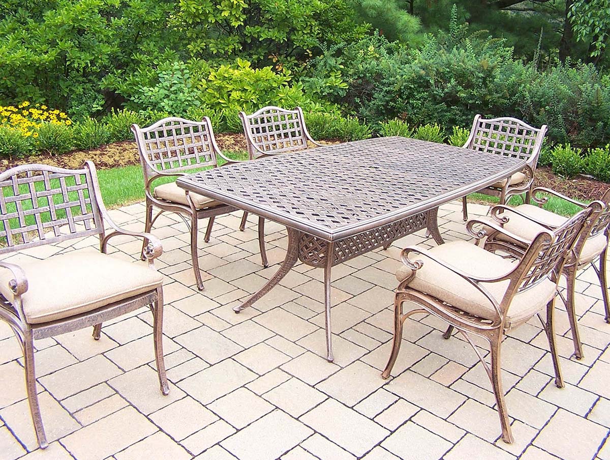 Elite 13pc Dining Set: Table, 6 Brown Cushion Chairs