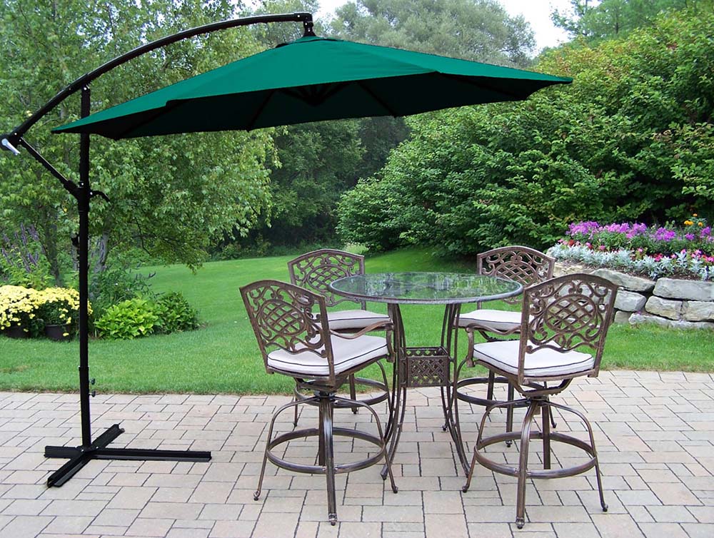 Oakland Living | Mississippi 10pc Bar Set: Table, Cushions & Umbrella ...