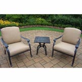 Hampton 3pc Chat Set: Side Table & 2 Cushioned Chairs