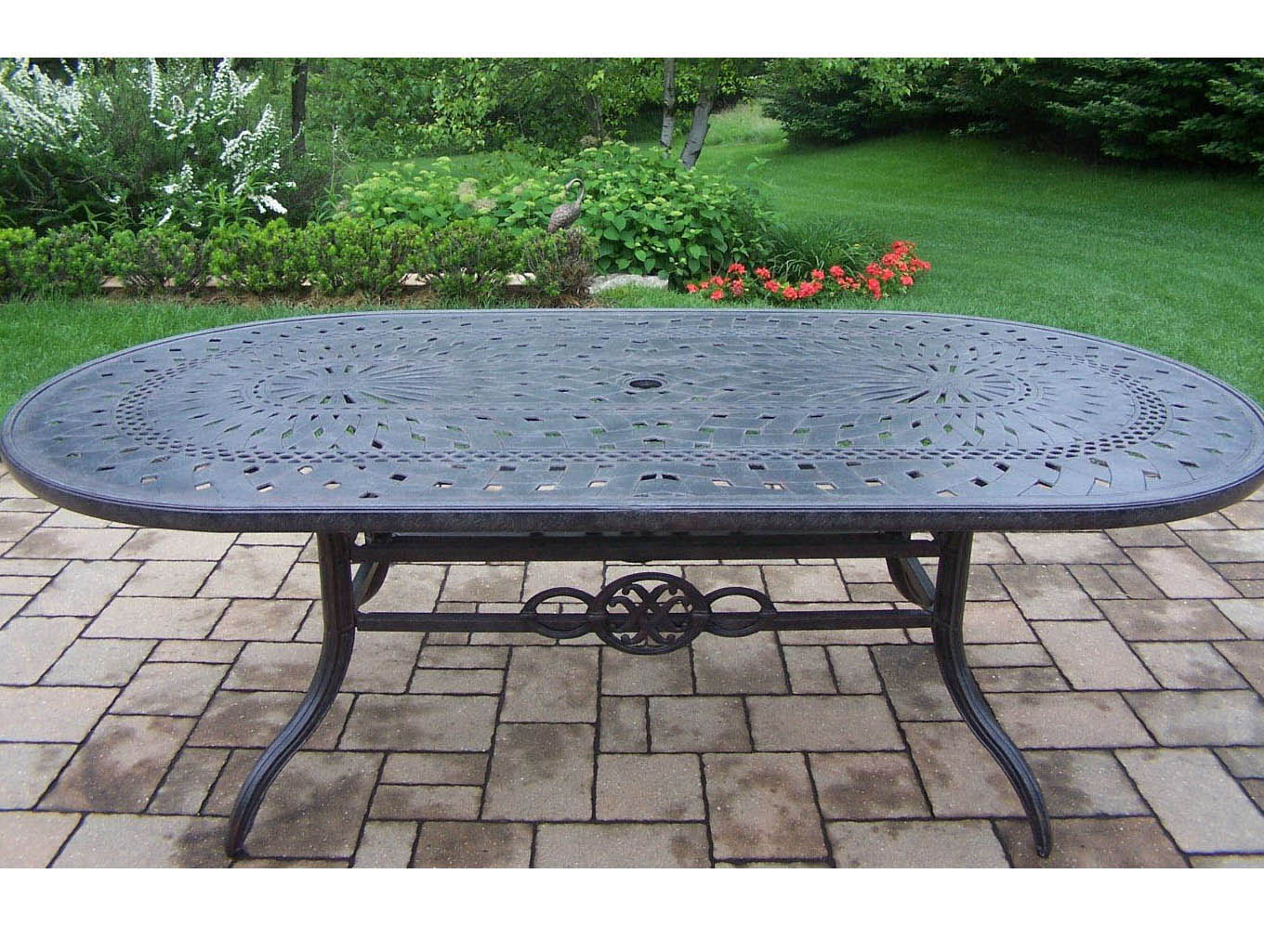 84 Inch Aged Belmont Aluminum Oval Dining Table