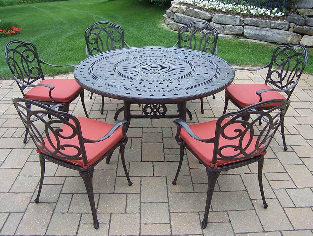 Aged Berkley 13pc Set: Table And 6 Cushioned Chairs