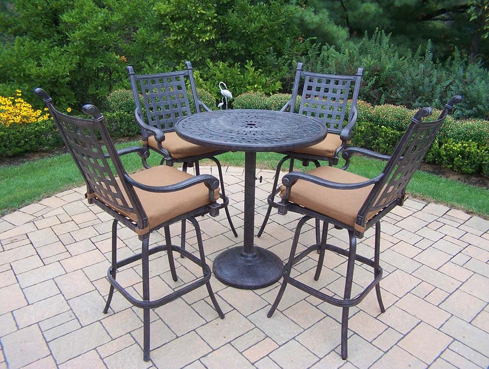 Oakland Living Aged Belmont 9pc Patio Bar Set With Sunbrella Cushions 7807 7802 9 D54 Mc