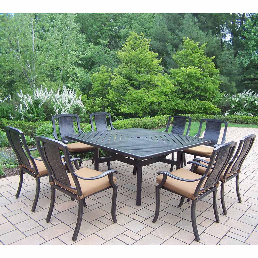 Aged Vanguard 17pc Set With Table, 8 Cushioned Chairs