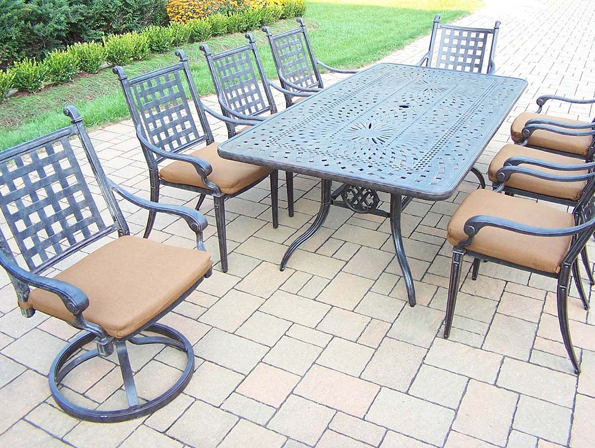 Aged Belmont 17pc Set: Table, 6 Chairs ,2 Swivel Rockers