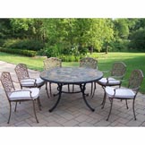 Antique Bronze 13pc Dining Set: Table, White Cushions