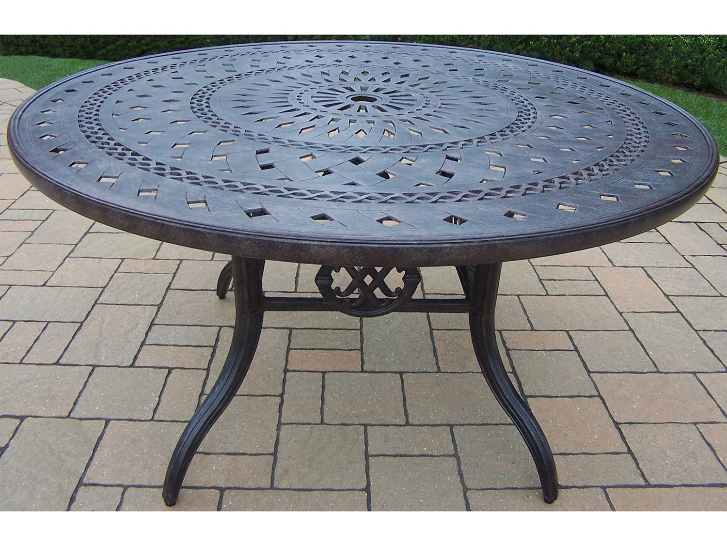 Aged Aluminum 46 Inch Round Dining Table