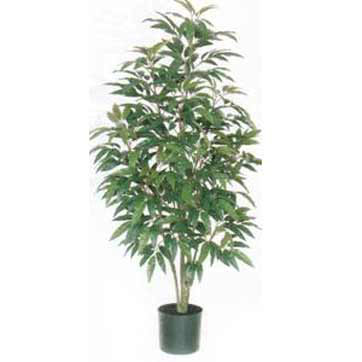 5 Foot Artificial Green Mango Tree: Potted