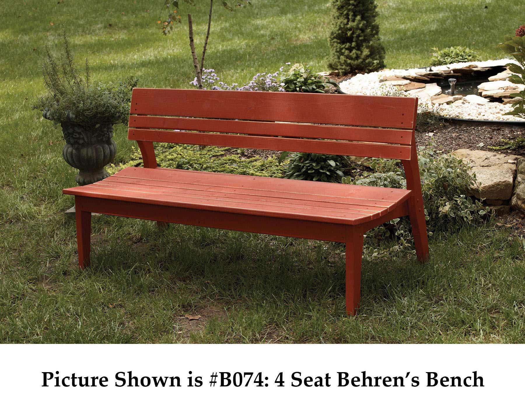 Behrens Three Seat Bench With Back