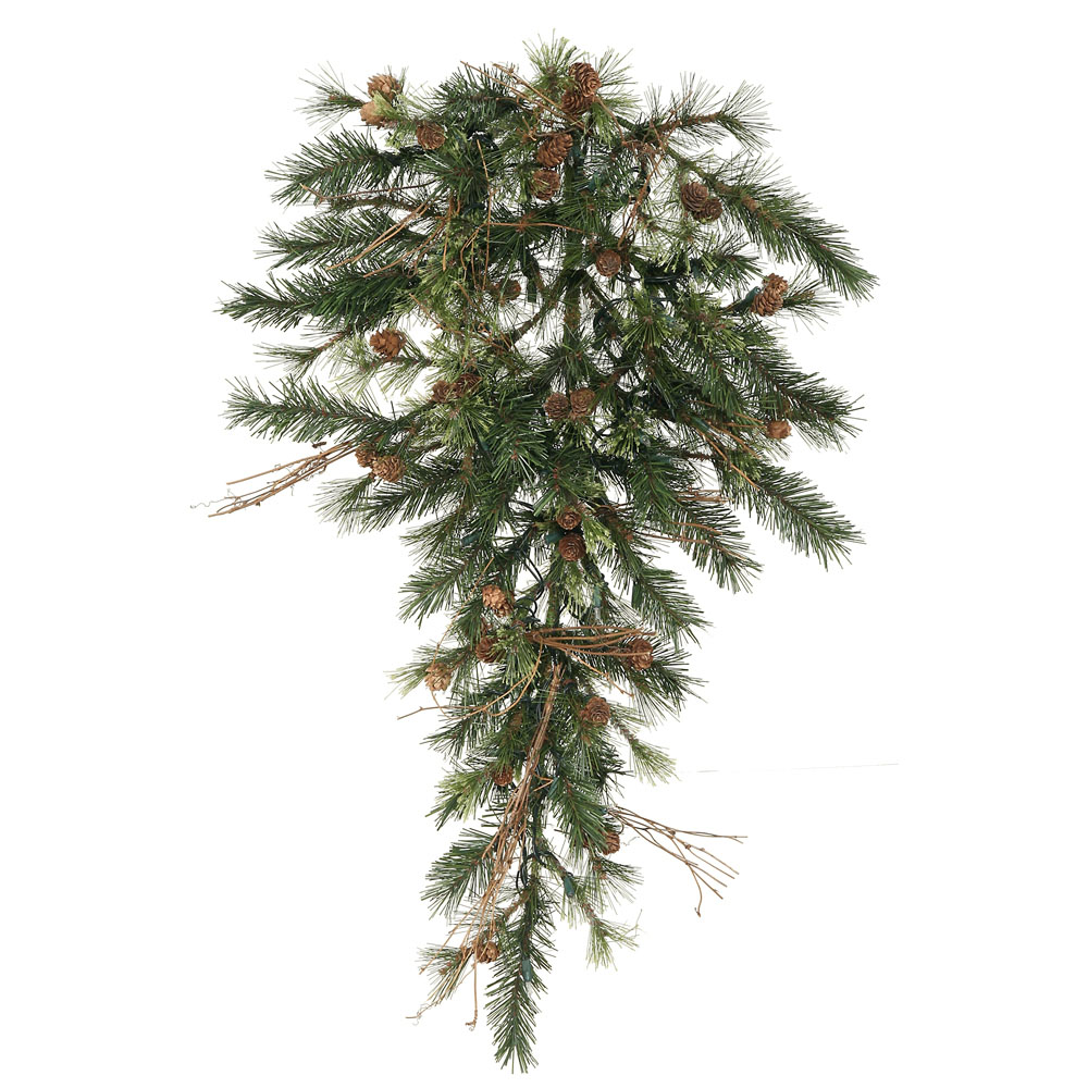 36 inch Mixed Country Pine Christmas Teardrop: Unlit