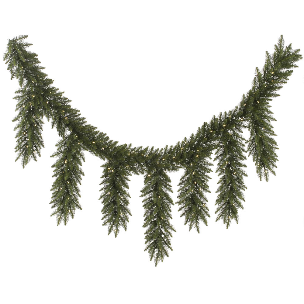 9 foot x 12 inch Camdon Fir Icicle Garland: Clear LEDs