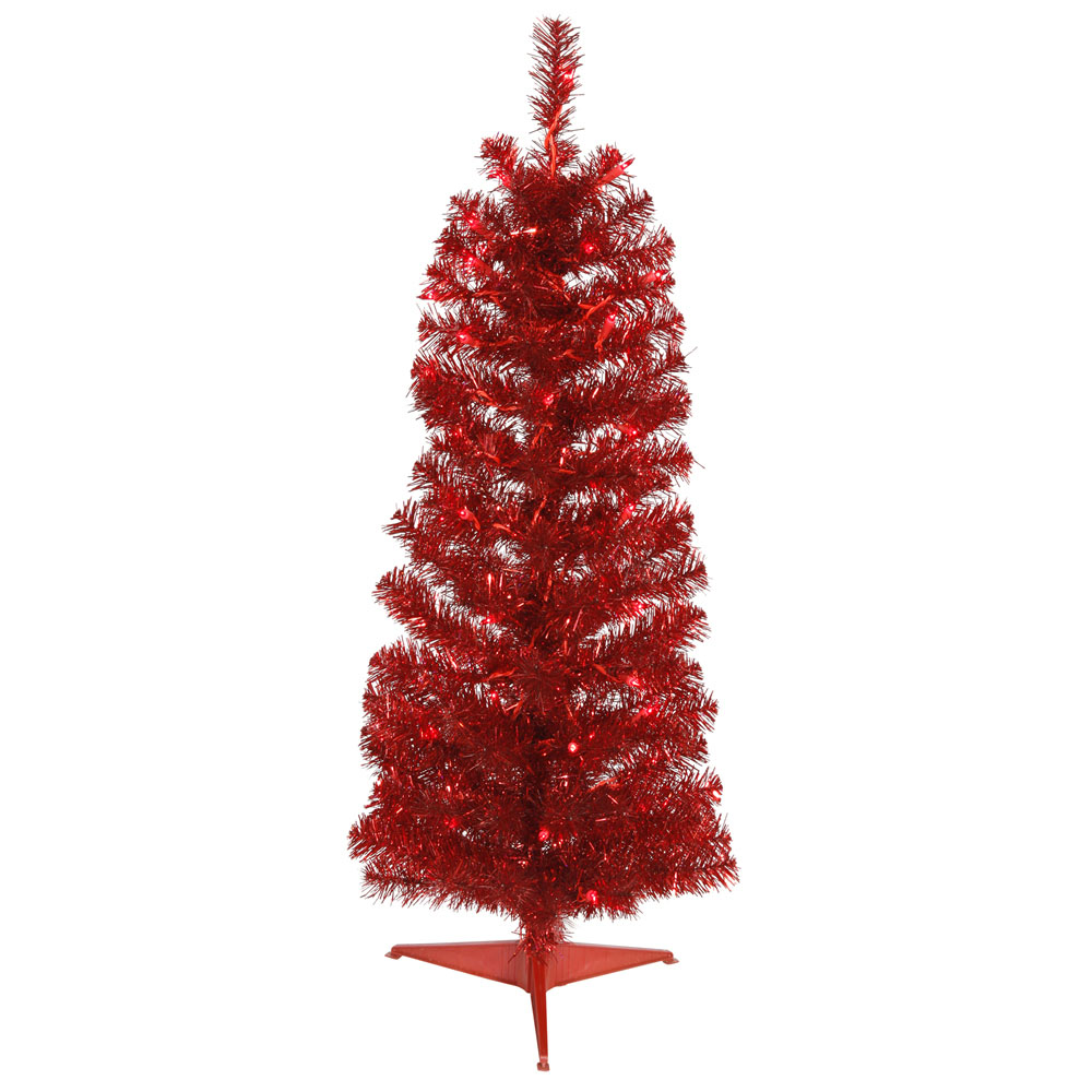 2 foot Red Pencil Tree: Red LED Lights