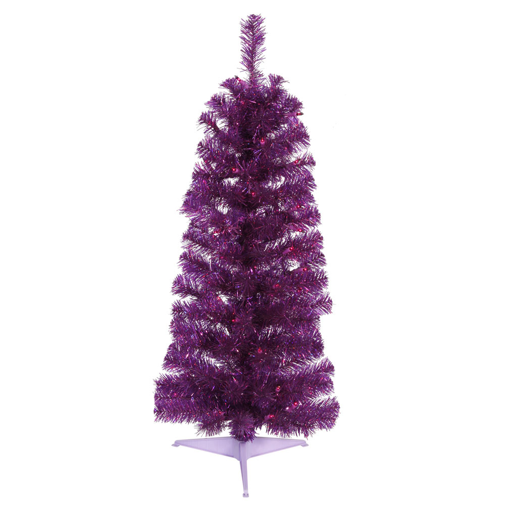 3 foot Purple Pencil Tree: Purple LED Lights