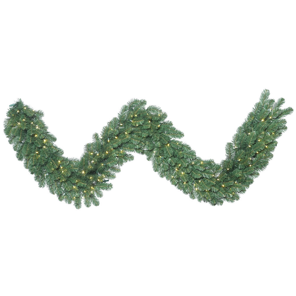 9 foot x 18 inch Oregon Fir Garland: Clear LEDs