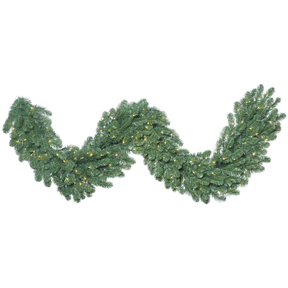 9 foot x 24 inch Oregon Fir Garland: Clear LEDs