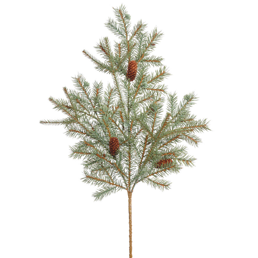 25 Inch Pe Blue Spruce With Cones Spray