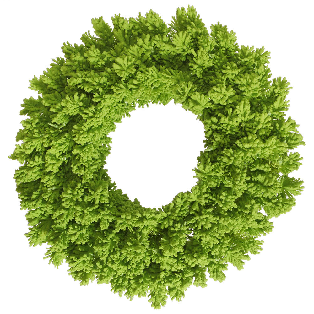 24 inch Flocked Lime Fir Wreath: Unlit