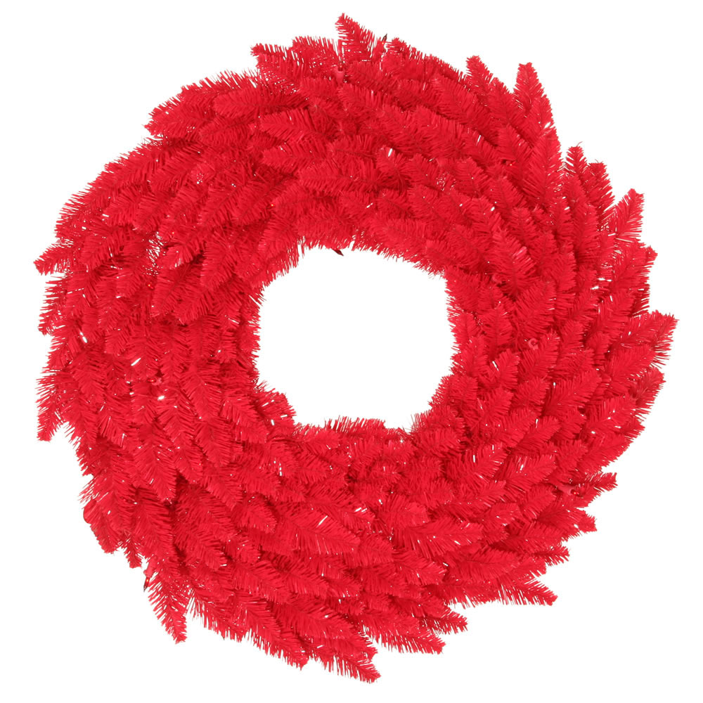 24 inch Red Fir Wreath: Red LEDs