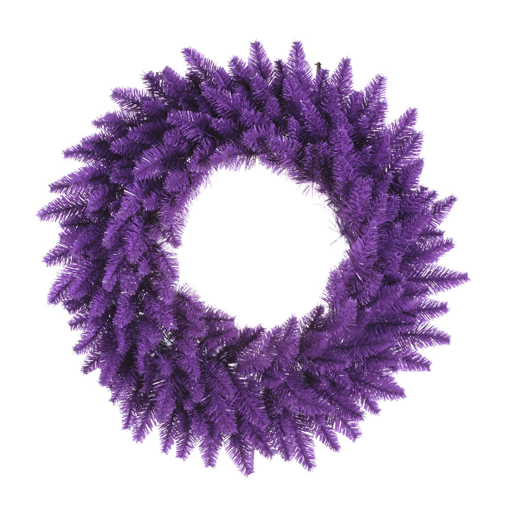 24 inch Purple Fir Wreath: Purple LEDs