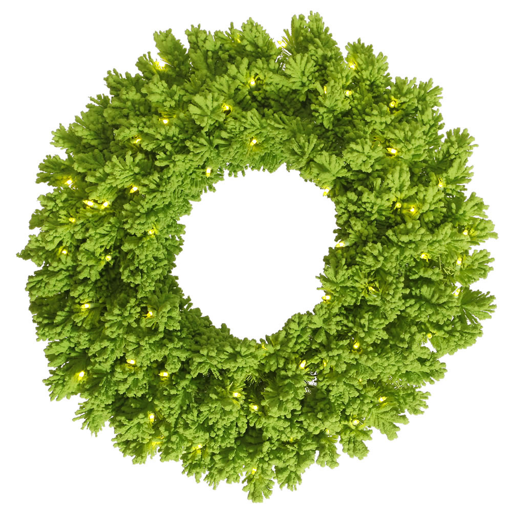 24 inch Lime Fir Wreath: Lime LEDs