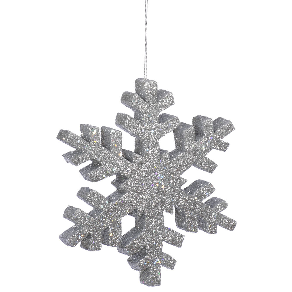 8 inch Silver Glitter Snowflake Ornament