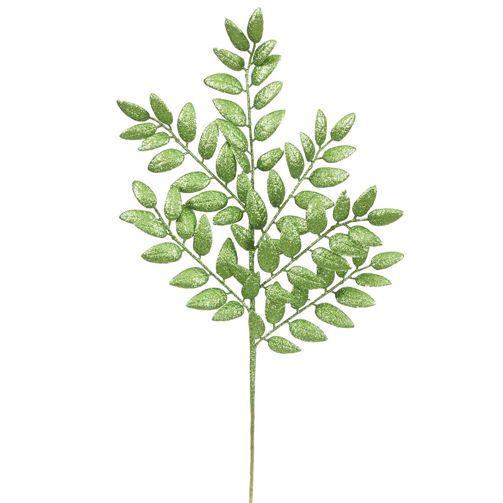 22 inch Green Glitter Honey Locust Spray: Set of 6