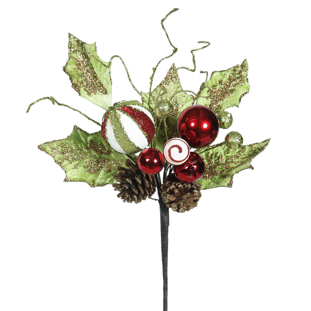 22 Inch Red Jingle Bell Holly Spray: Set Of 3