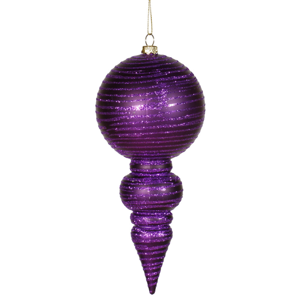 vickerman | 7 inch Matte-Glitter Christmas Finial Ornament: Purple ...