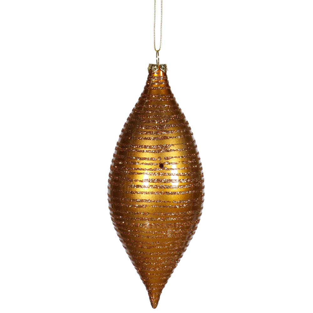 7 inch Antique Gold Matte/Glitter Drop Ornament | M113416